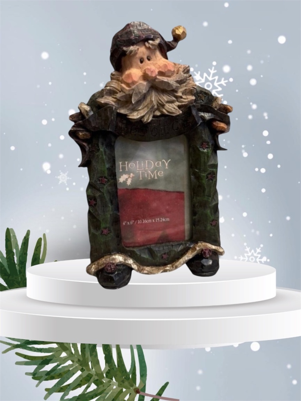 Resin Primitive Santa  Christmas Frame 4x6